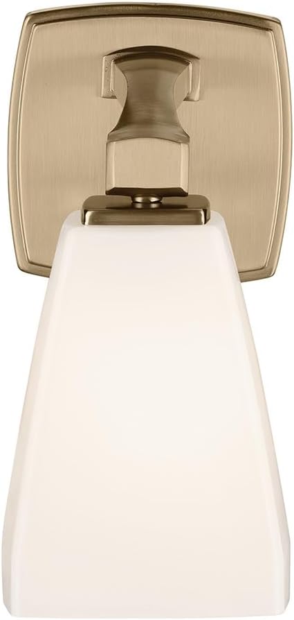 Kichler Marant 5" 1-Light Wall Sconce with Opal Glass in Champagne Bronze, for Bathroom, Powder Room, Hallway, Fireplace, (5" W x 9.5" H), 55214CPZ