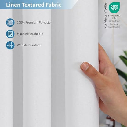 2-in-1 Fabric Shower Curtain with Waterproof Layer,60x72,White