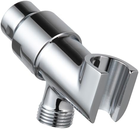 OFFO Shower Head Holder with Solid Metal Ball Joint for Handheld Shower Head, Adjustable Shower Arm Mount for Connecting Shower Arm and Shower Hose, 1/2 in IPS Female Inlet and Male Outlet, Chrome