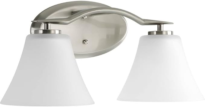 Progress Lighting P2005-20W Bravo Collection Etched Glass Modern Bath Vanity Light, 2-Light, Antique Bronze