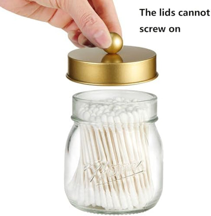 Amolliar Glass Mason Jar Bathroom Accessories Set 4 Pcs (Gold)