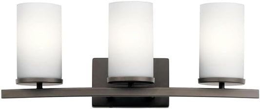 KICHLER Crosby 23" 3 Light Vanity Light Satin Etched Cased Opal Olde Bronze®,White