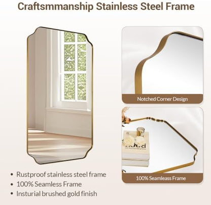 MIRRORART 28x48’’ Gold Bathroom Mirrors for Wall, Full-Length Mirror
