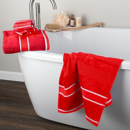 Lavish Home Bathroom Towels Set, Bathroom Accessories, Red, Set of 6