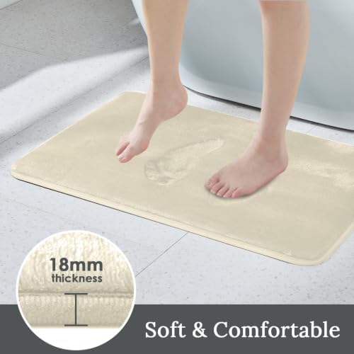 HUXMEYSON 3-Piece Memory Foam Bathroom Rug Set, Ivory