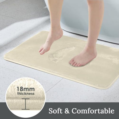 HUXMEYSON 3-Piece Memory Foam Bathroom Rug Set, Ivory
