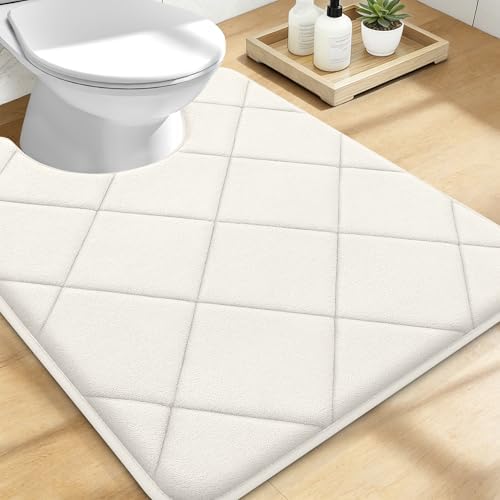 OLANLY Memory Foam Toilet Rugs U-Shaped 24x20, Ultra Soft and Absorbent