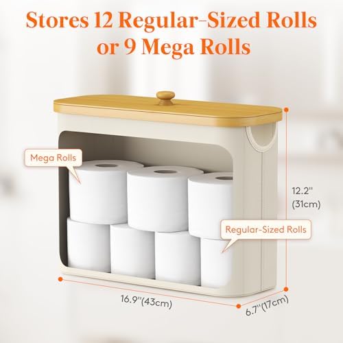 Lifewit Toilet Paper Storage Holder, Large Stand Basket, 23L, White