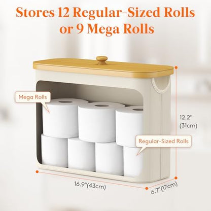 Lifewit Toilet Paper Storage Holder, Large Stand Basket, 23L, White
