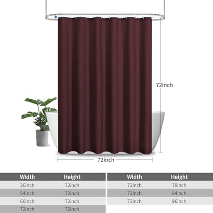 Waterproof Fabric Shower Curtain,No Liner Needed,72x72,Burgundy