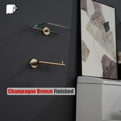 JQK Champagne Bronze Toilet Paper Holder, 5 Inch Tissue Paper Dispenser for Bathroom, 304 Stainless Steel Thick 0.8mm Wall Mount 2 Pack, TPH100-CB-P2