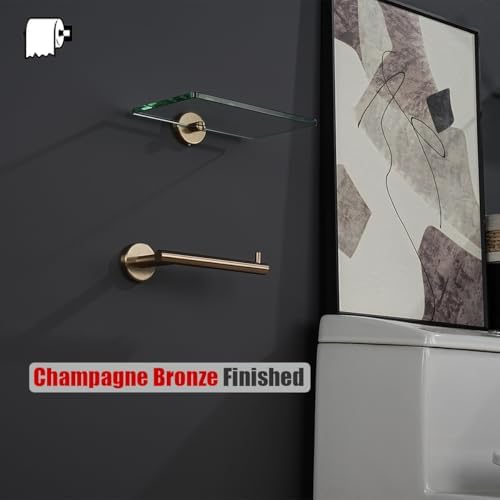 JQK Champagne Bronze Toilet Paper Holder, 5 Inch Tissue Paper Dispenser for Bathroom, 304 Stainless Steel Thick 0.8mm Wall Mount, TPH100-CB