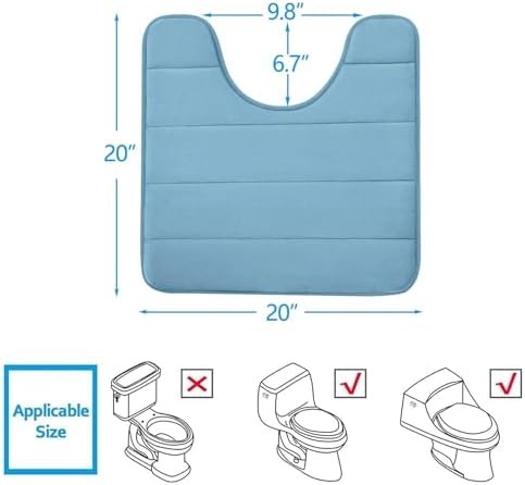Buganda Memory Foam U-Shaped Toilet Rugs 20 x 20, Absorbent Bathroom mat