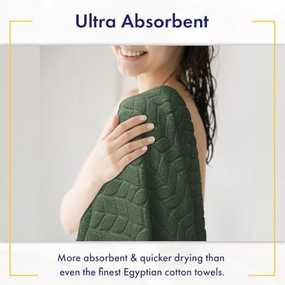 Alusa Home Ultra Soft & Stylish 700 GSM Luxury Bath Sheets | Pack of 2 | Extra Large 35x70 Inches | 100% Zero-Twist, Long-Staple Cotton | Remarkably Absorbent (Hunter Green)