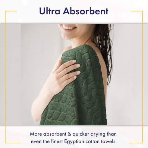Alusa Home Ultra Soft & Stylish 700 GSM Luxury Bath Towels - 100% Zero-Twist, Long-Staple Cotton - Remarkably Absorbent & Quick Drying - 6 Piece Towel Set (Hunter Green)