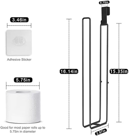 Black Toilet Paper Holder for 4 Rolls Tissue, Over The Tank Toilet Paper Holder, Stainless Steel Rustproof Toilet Paper Storage Wall Mount, for Rv, Bathroom Storage and Organization, 1 PC
