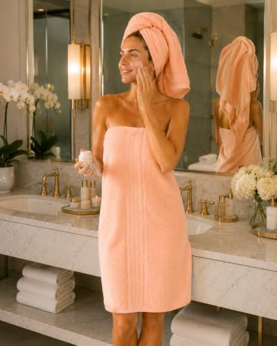 6 Piece Bath Towel Set, 2 Bath, 2 Hand, 2 Washcloths, Peach