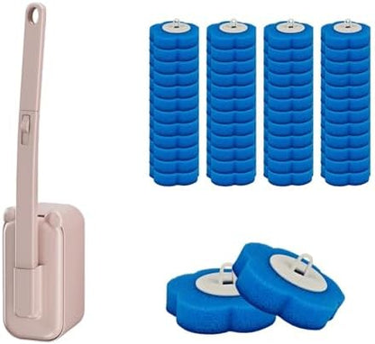 Disposable Toilet Brush with 48 Refills,Toilet Cleaning Supplies,Toilet Wand Brush Starter Kit,Wall Mounted Toilet Bowl Cleaner Brush with Holder for Bathroom Deep Cleaning & Hygiene (Pink)