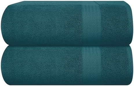 GLAMBURG Premium Cotton Oversized 2 Pack Bath Sheet 35x70-100% Pure Cotton - Ideal for Everyday use - Ultra Soft & Highly Absorbent - Machine Washable - Teal