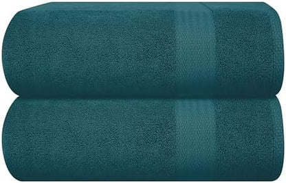GLAMBURG Premium Cotton Oversized 2 Pack Bath Sheet 35x70-100% Pure Cotton - Ideal for Everyday use - Ultra Soft & Highly Absorbent - Machine Washable - Teal