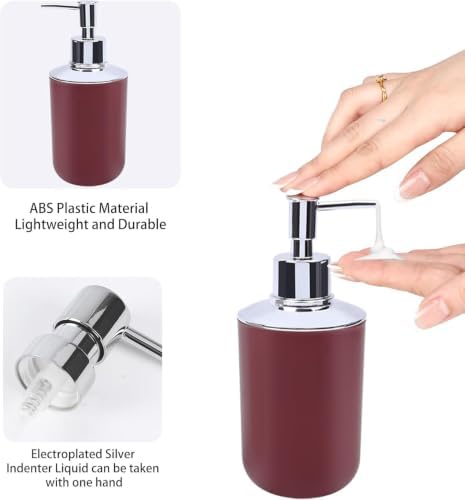 LGURT Red Bath Accessories Set — 4-Pc Dispenser, Toothbrush Holder & Cup