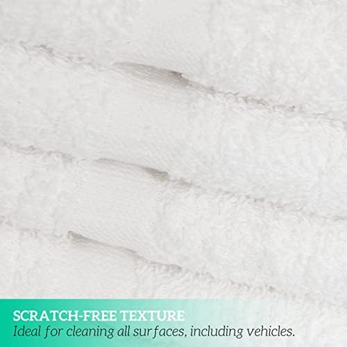 GREEN LIFESTYLE Washcloths 12" x 12" 40 Pack - 100% Cotton Wash Cloths, Soft Absorbent Face Towels, Bulk Washcloths for Body, Bathroom, Shower and Daily Use (White)