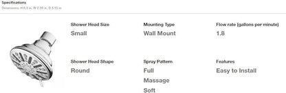 3-Spray Patterns 3.5 in. Single Wall Mount Fixed Shower Head in Sleek Chrome Finish
