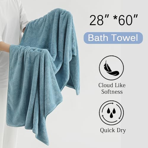 Hailea Luxury Bath Towels Set - 12 Piece (4 Large Bath Towels,4 Hand Towels,4 Washcloths), 100% Microfiber,Extra Absorbent Super Soft & Quick Dry,Complete Family Pack for Bathroom Gym Pool,Turquoise