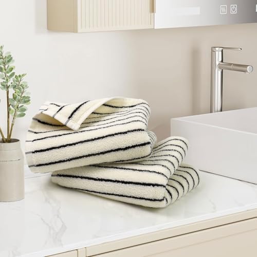 Black and White Striped Hand Towels for Bathroom, Vintage Kitchen Decor