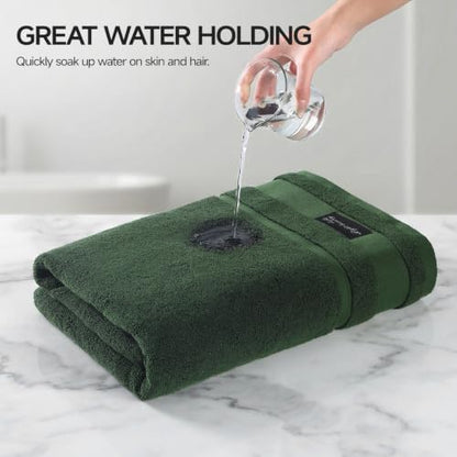 REDKISS Large Bath Towels Set 2 Piece, 100% Cotton, 32x63 in,Heavyweight 760GSM, Highly Absorbent & Quick Dry, Super Soft Luxury Towels for Bathroom,Hotel Collection - Green