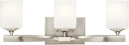 Kichler Marette 22.75" Vanity Light in Black, 3-Light Modern Bathroom Light with Satin Etched Cased Opal Glass, (22.75" W x 8" H), 55002BK
