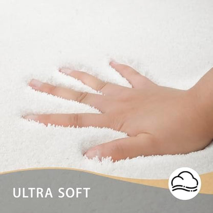MINIDEAR Bathroom Rugs 32x20 Pure White - Thick Memory Foam Bath Mat, Ultra Soft & Plush Fluffy, Non-Slip, Quick Dry, Absorbent Washable Floor Mat for Tub, Toilet, Home Decor Accessories
