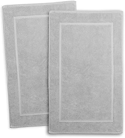 Hearth & Harbor Bath Mat Towels - 100% Ring Spun Cotton Luxury Bath Mat Floor Towels - Ultra Soft & Highly Absorbent Bath Towels Set of 4 - Gray