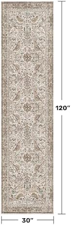 Hazo Haus Boho Moss 2'6"x10' Long Hallway Runner Rug - Vintage Floral Runner Rug for Kitchen Floor, Hallway, Laundry Room, Bedroom, Entrance, Washable Non Slip Low Pile