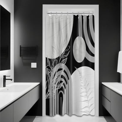 Grey and White Stall Shower Curtain, 48X72 in Narrow Small, Mid Century