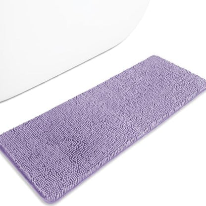 Bathroom Runner Rug 47 x 17 Inch – Long Bath Mat | Absorbent and Washable Thick Chenille Bath Rug Non-Slip Runner Rug for Bathroom, Shower, Sink(Lavender)