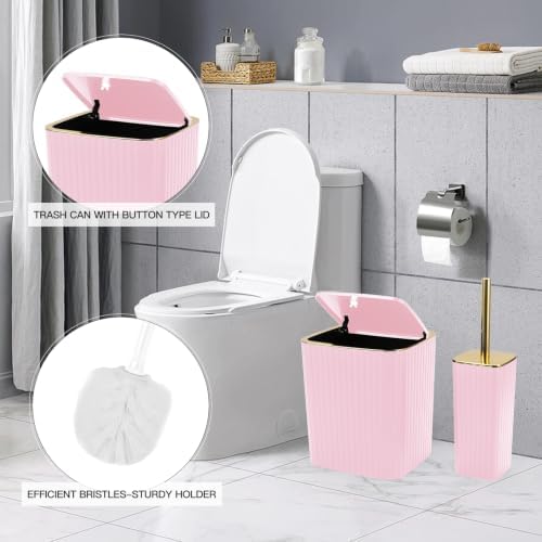 6PCS Bathroom Accessories Set, Pink Bathroom Set for Boho Decor