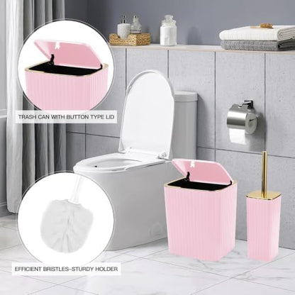 6PCS Bathroom Accessories Set, Pink Bathroom Set for Boho Decor