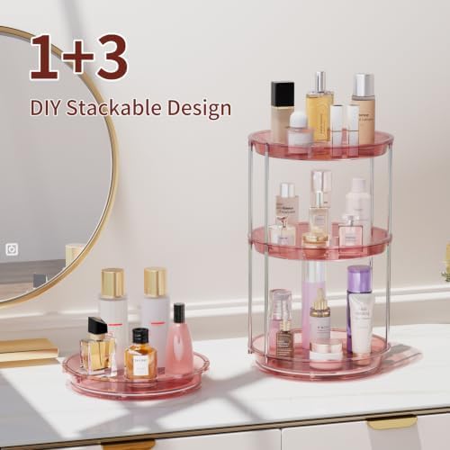 Rotating Makeup Organizer, Perfume Skincare Holder, 2 Tier 9 Inch, Pink