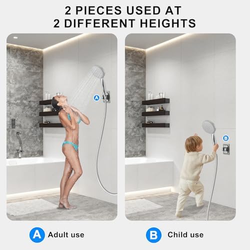 2-Pack MAYYAYA Shower Head Holder, Adhesive Wall Mount, Grey