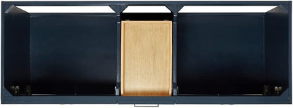 ARIEL Hamlet 60-inch Bathroom Vanity Base Cabinet,Solid Wood, 4 Soft Closing Doors, 3 Dovetail Drawers, Satin Brass, Midnight Blue