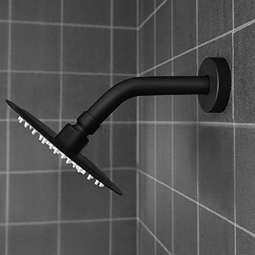 NearMoon Shower Arm with Flange, Made of 304 Stainless Steel Shower Extension Extender Pipe, Wall-Mounted for Fixed Bathroom Showerhead, Never Rust (6 Inch, Matte Black)