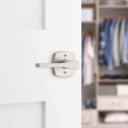 Kwikset Tripoli Lever Dummy Door Handle, Single Sided for Closets, French Double Doors, and Pantry, Satin Nickel Non-Turning Reversible Interior Push/Pull, with Microban Protection (Pack of 4)
