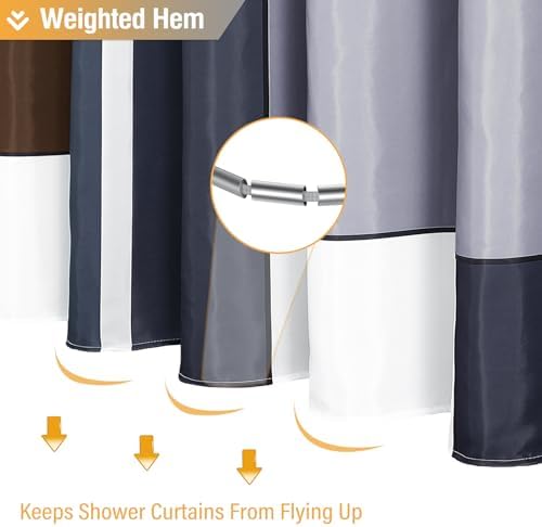 BTTN 72 x 96 Long Modern Geometric Waterproof Fabric Shower Curtain, Brown