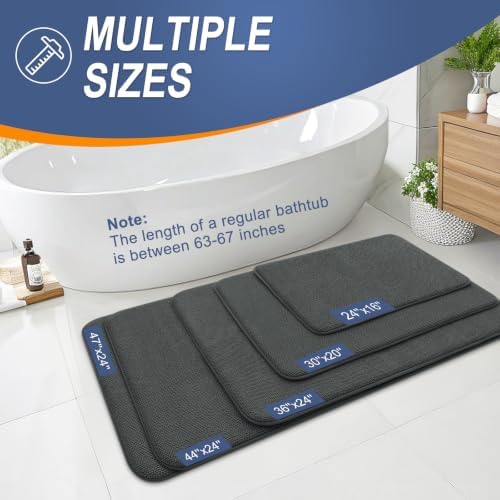 OLANLY Memory Foam Bathroom Runner Rug 59x20, Absorbent Long Mat, Dark Grey