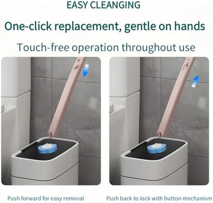 Disposable Toilet Brush with 48 Refills,Toilet Cleaning Supplies,Toilet Wand Brush Starter Kit,Wall Mounted Toilet Bowl Cleaner Brush with Holder for Bathroom Deep Cleaning & Hygiene (Pink)