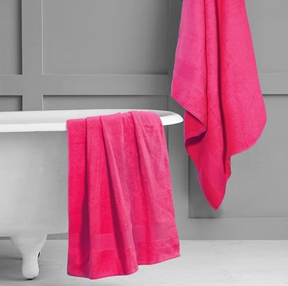 Belizzi Home Premium Cotton Oversized 2 Pack Bath Sheet 35x70-100% Pure Cotton - Ideal for Everyday use - Ultra Soft & Highly Absorbent - Machine Washable - Hot Pink
