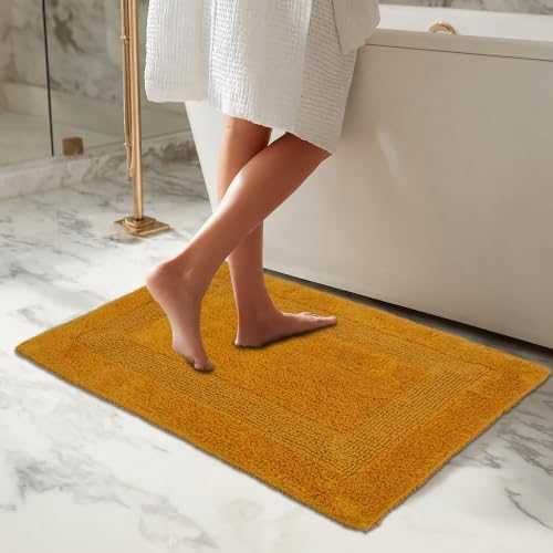 COTTON CRAFT Bath Rugs - 2 Pack Large 20x30 Plush Bath Mats - Golden Rod