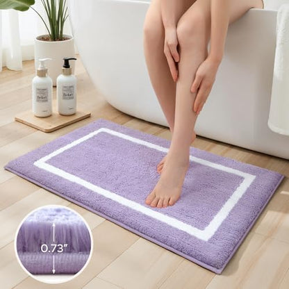HOMEIDEAS Bathroom Rugs Sets 2 Piece Lavender 20" x 32" + 16" x 24"