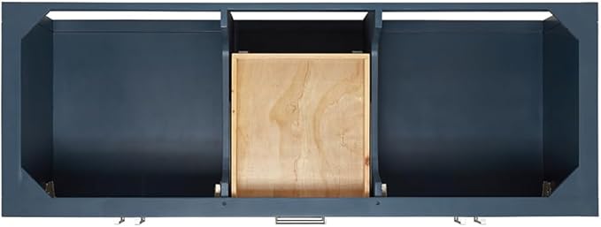 DKB Olivia 60" Midnight Blue Double Bathroom Vanity, 1.5" Pure White Quartz Countertop, Rectangular Undermount Sinks, 4 Soft Closing Doors, 3 Full Extension Dovetail Drawers